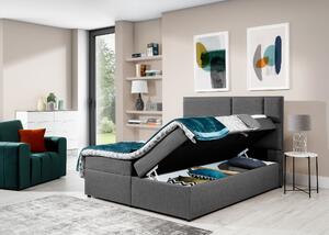 Manželská postel Boxspring 160 cm Florio (šedá) (s matracemi a úl. prostorem). 1025387