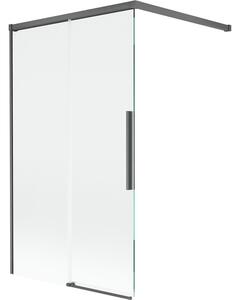 Mexen Rox, 2-křídlová posuvná vanová zástěna 100 x 150 cm, 8mm čiré sklo, broušený grafit profil, 8C9-100-003-66-00