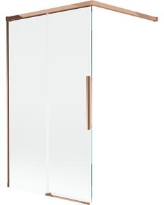 Mexen Rox, 2-křídlová posuvná vanová zástěna 100 x 150 cm, 8mm čiré sklo, růžové zlato profil, 8C9-100-003-60-00