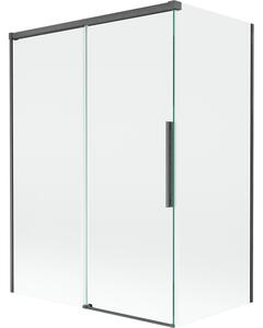 Mexen Rox, 2-křídlová posuvná vanová zástěna 120 + 70 x 150 cm, 8mm čiré sklo, broušený grafit profil, 8C9-120-070-66-00
