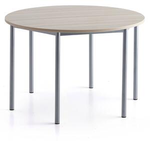 AJ Produkty Stůl BORÅS PLUS, Ø1200x760 mm, stříbrné nohy, HPL deska, jasan