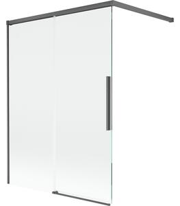 Mexen Rox, 2-křídlová posuvná vanová zástěna 120 x 150 cm, 8mm čiré sklo, broušený grafit profil, 8C9-100-003-66-00