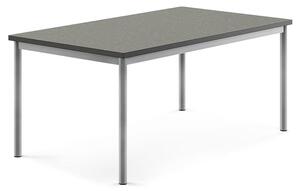 AJ Produkty Stůl SONITUS, 1400x800x600 mm, stříbrné nohy, deska s linoleem, tmavě šedá