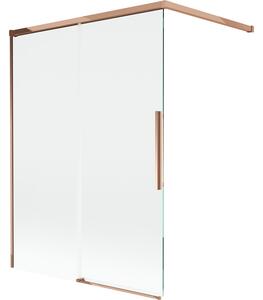 Mexen Rox, 2-křídlová posuvná vanová zástěna 120 x 150 cm, 8mm čiré sklo, růžové zlato profil, 8C9-120-003-60-00