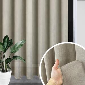 Záclona/Závěs béžovo-hnědá Linen Mist s efektem lnu a olůvkem Ervi 4451