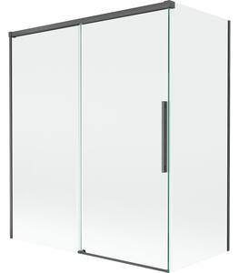 Mexen Rox, 2-křídlová posuvná vanová zástěna 140 + 70 x 150 cm, 8mm čiré sklo, broušený grafit profil, 8C9-140-070-66-00