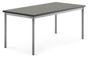 AJ Produkty Stůl SONITUS, 1400x700x600 mm, stříbrné nohy, deska s linoleem, tmavě šedá
