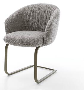DELIFE Jídelní židle Caja-Flex s područkami bouclé stříbrně šedá jídelní židle plochý titanový efekt taštičkové pružiny