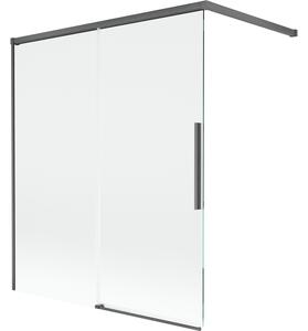 Mexen Rox, 2-křídlová posuvná vanová zástěna 140 x 150 cm, 8mm čiré sklo, broušený grafit profil, 8C9-140-003-66-00