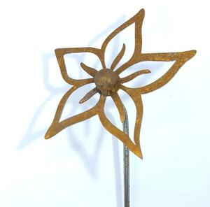 Zahradní kovový zápich corten 3D Květina rezavá 60 cm