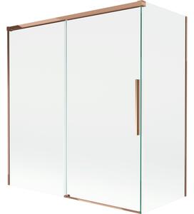 Mexen Rox, 2-křídlová posuvná vanová zástěna 150 + 70 x 150 cm, 8mm čiré sklo, růžové zlato profil, 8C9-150-070-60-00