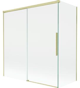 Mexen Rox, 2-křídlová posuvná vanová zástěna 150 + 70 x 150 cm, 8mm čiré sklo, zlatý matný profil, 8C9-150-070-55-00