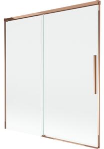 Mexen Rox, 2-křídlová posuvná vanová zástěna 150 x 150 cm, 8mm čiré sklo, růžové zlato profil, 8C9-150-001-60-00