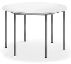 AJ Produkty Stůl BORÅS, Ø1200x760 mm, stříbrné nohy, HPL deska, bílá