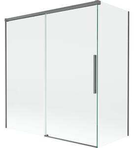 Mexen Rox, 2-křídlová posuvná vanová zástěna 150 + 70 x 150 cm, 8mm čiré sklo, grafitový profil, 8C9-150-070-95-00
