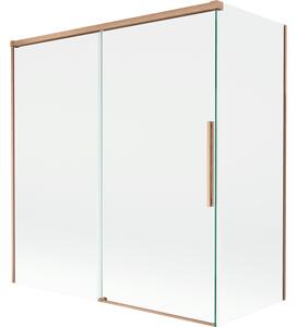 Mexen Rox, 2-křídlová posuvná vanová zástěna 150 + 70 x 150 cm, 8mm čiré sklo, měděný matný profil, 8C9-150-070-65-00