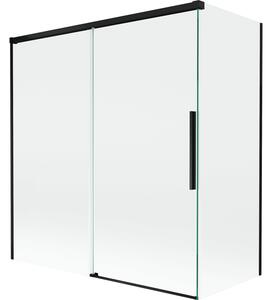 Mexen Rox, 2-křídlová posuvná vanová zástěna 150 + 70 x 150 cm, 8mm čiré sklo, černý matný profil, 8C9-150-070-70-00
