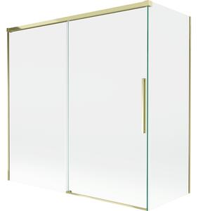 Mexen Rox, 2-křídlová posuvná vanová zástěna 160 + 80 x 150 cm, 8mm čiré sklo, zlatý lesklý profil, 8C9-160-080-50-00