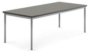 AJ Produkty Stůl SONITUS, 1800x800x600 mm, stříbrné nohy, deska s linoleem, tmavě šedá