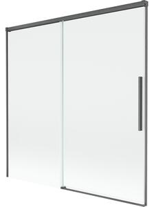 Mexen Rox, 2-křídlová posuvná vanová zástěna 160 x 150 cm, 8mm čiré sklo, broušený grafit profil, 8C9-160-001-66-00