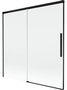 Mexen Rox, 2-křídlová posuvná vanová zástěna 160 x 150 cm, 8mm čiré sklo, černý matný profil, 8C9-160-001-70-00