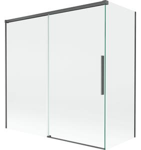 Mexen Rox, 2-křídlová posuvná vanová zástěna 160 + 75 x 150 cm, 8mm čiré sklo, broušený grafit profil, 8C9-160-075-66-00