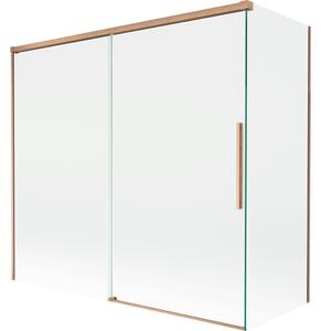 Mexen Rox, 2-křídlová posuvná vanová zástěna 170 + 70 x 150 cm, 8mm čiré sklo, měděný matný profil, 8C9-170-070-65-00