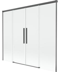 Mexen Rox, 2-křídlová posuvná vanová zástěna 170 x 150 cm, 8mm čiré sklo, broušený grafit profil, 8C9-170-002-66-00