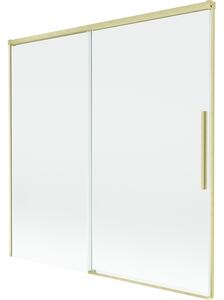 Mexen Rox, 2-křídlová posuvná vanová zástěna 160 x 150 cm, 8mm čiré sklo, zlatý matný profil, 8C9-160-001-55-00