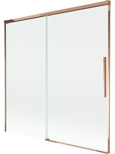 Mexen Rox, 2-křídlová posuvná vanová zástěna 160 x 150 cm, 8mm čiré sklo, růžové zlato profil, 8C9-160-001-60-00