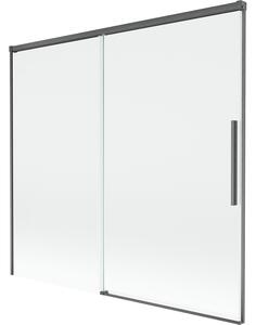 Mexen Rox, 2-křídlová posuvná vanová zástěna 170 x 150 cm, 8mm čiré sklo, broušený grafit profil, 8C9-170-001-66-00