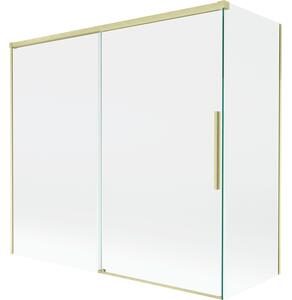 Mexen Rox, 2-křídlová posuvná vanová zástěna 170 + 70 x 150 cm, 8mm čiré sklo, zlatý matný profil, 8C9-170-070-55-00