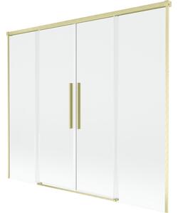 Mexen Rox, 2-křídlová posuvná vanová zástěna 170 x 150 cm, 8mm čiré sklo, zlatý matný profil, 8C9-170-002-55-00