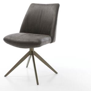 DELIFE Jídelní židle Elso-Flex mikrovlákno antracit vintage křížová podnož široká titanová barva 360° otočná taštičkové pružiny