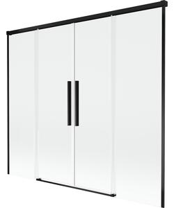 Mexen Rox, 2-křídlová posuvná vanová zástěna 170 x 150 cm, 8mm čiré sklo, černý matný profil, 8C9-170-002-70-00