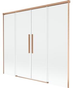 Mexen Rox, 2-křídlová posuvná vanová zástěna 170 x 150 cm, 8mm čiré sklo, měděný matný profil, 8C9-170-002-65-00