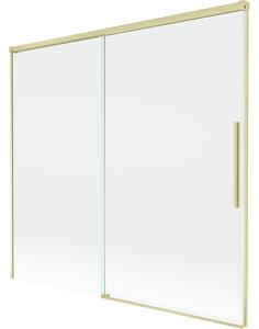 Mexen Rox, 2-křídlová posuvná vanová zástěna 170 x 150 cm, 8mm čiré sklo, zlatý matný profil, 8C9-170-001-55-00