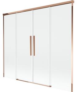 Mexen Rox, 2-křídlová posuvná vanová zástěna 170 x 150 cm, 8mm čiré sklo, růžové zlato profil, 8C9-170-002-60-00