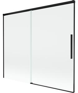 Mexen Rox, 2-křídlová posuvná vanová zástěna 180 x 150 cm, 8mm čiré sklo, černý matný profil, 8C9-180-001-70-00