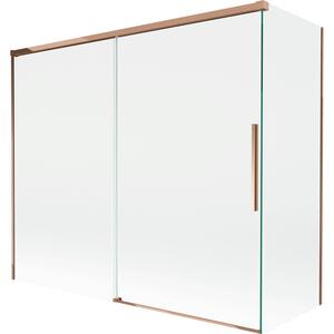 Mexen Rox, 2-křídlová posuvná vanová zástěna 180 + 80 x 150 cm, 8mm čiré sklo, růžové zlato profil, 8C9-180-080-60-00