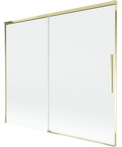 Mexen Rox, 2-křídlová posuvná vanová zástěna 180 x 150 cm, 8mm čiré sklo, zlatý lesklý profil, 8C9-180-001-50-00