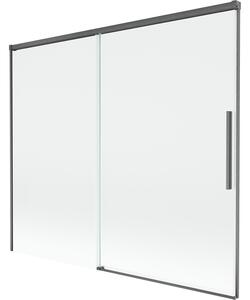 Mexen Rox, 2-křídlová posuvná vanová zástěna 180 x 150 cm, 8mm čiré sklo, broušený grafit profil, 8C9-180-001-66-00