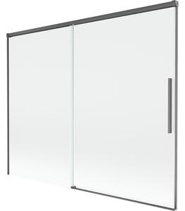 Mexen Rox, 2-křídlová posuvná vanová zástěna 190 x 150 cm, 8mm čiré sklo, broušený grafit profil, 8C9-190-001-66-00