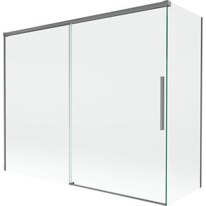 Mexen Rox, 2-křídlová posuvná vanová zástěna 190 + 80 x 150 cm, 8mm čiré sklo, grafitový profil, 8C9-190-080-95-00