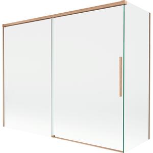 Mexen Rox, 2-křídlová posuvná vanová zástěna 190 + 90 x 150 cm, 8mm čiré sklo, měděný matný profil, 8C9-190-090-65-00