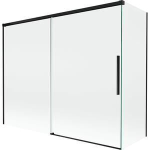 Mexen Rox, 2-křídlová posuvná vanová zástěna 190 + 80 x 150 cm, 8mm čiré sklo, černý matný profil, 8C9-190-080-70-00