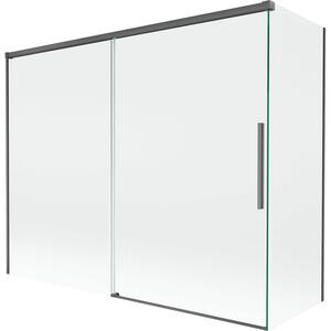 Mexen Rox, 2-křídlová posuvná vanová zástěna 190 + 80 x 150 cm, 8mm čiré sklo, broušený grafit profil, 8C9-190-080-66-00
