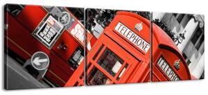 Gario 3 dílný obraz na plátně Londýn červená telefonní budka Velikost: 90 x 30 cm