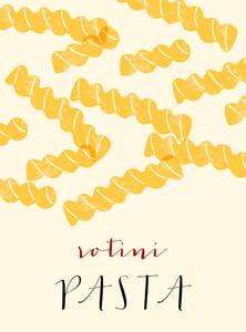 Ilustrace Rotini Italian pasta. Rotini poster illustration., Alina Beketova