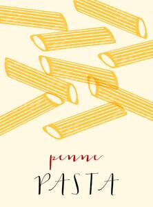 Ilustrace Penne Italian pasta. Penne poster illustration., Alina Beketova